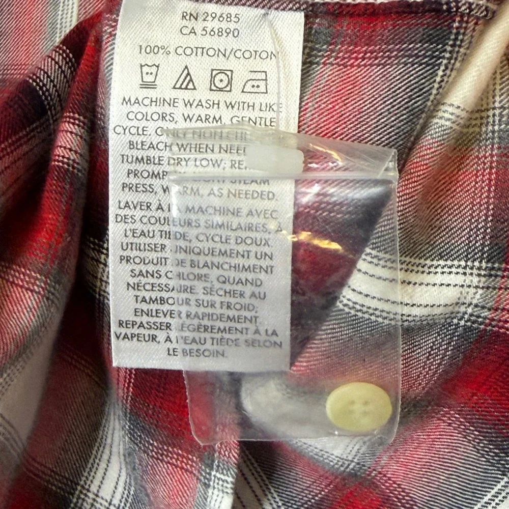 Pendleton Womens 2X Red White Plaid Cotton Button Down Long Sleeve Shirt Cotton